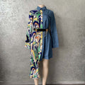 Source denim chiffon patchwork unique cutting fashionloose shirt dressfashion african plus size special price