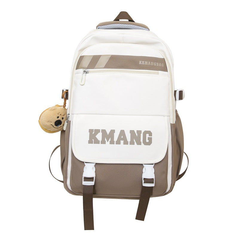 School bag for female junior high school students 2024 new travel backpack for high school students and girls large-capacity Korean version contrasting color backpack