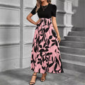 Amazon  european and american women's floral print high-waisted elegant chiffon dress - chic & versatile for work