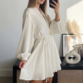 european and american export women's clothing: new summer skirt - fashionable and elegant v-neck tie-waist mini dress