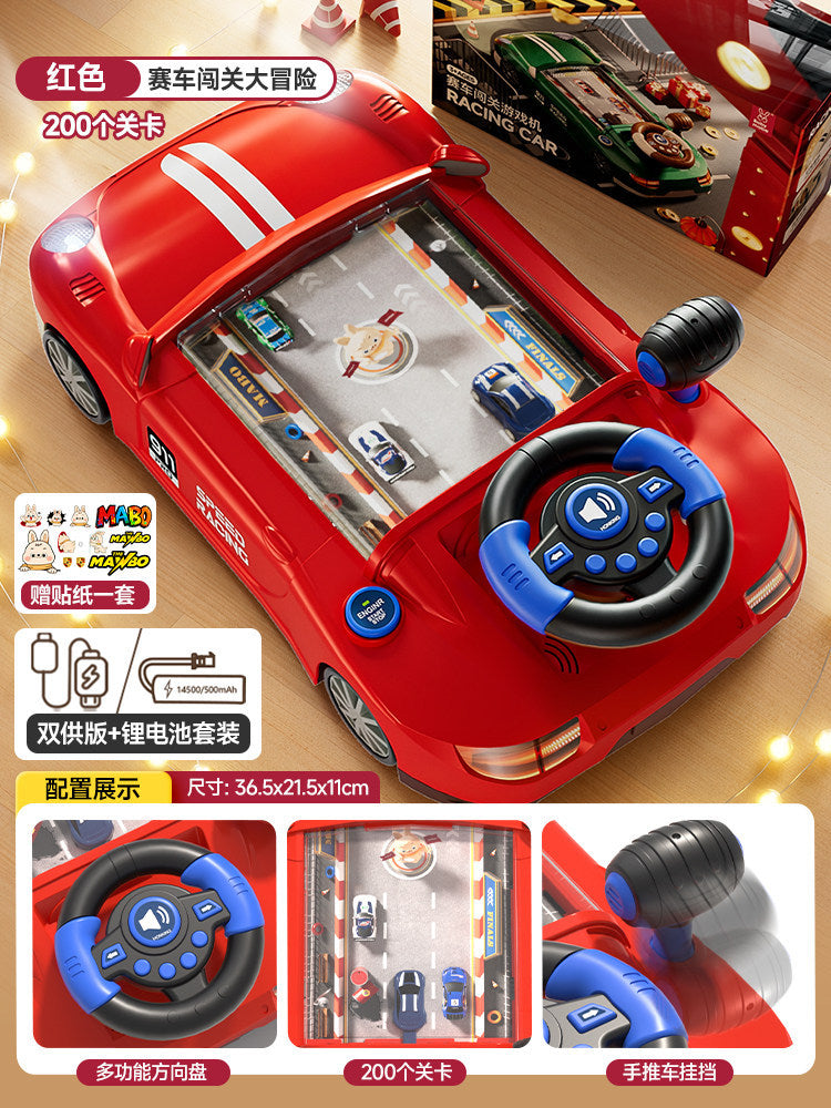 Children's early education story racing adventure game console with multifunctional steering wheel - simulated driving toy for boys