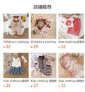 Kids clothing  cross-border new arrivalfashionspring & fallgirl white vest blue skirt two-piece set