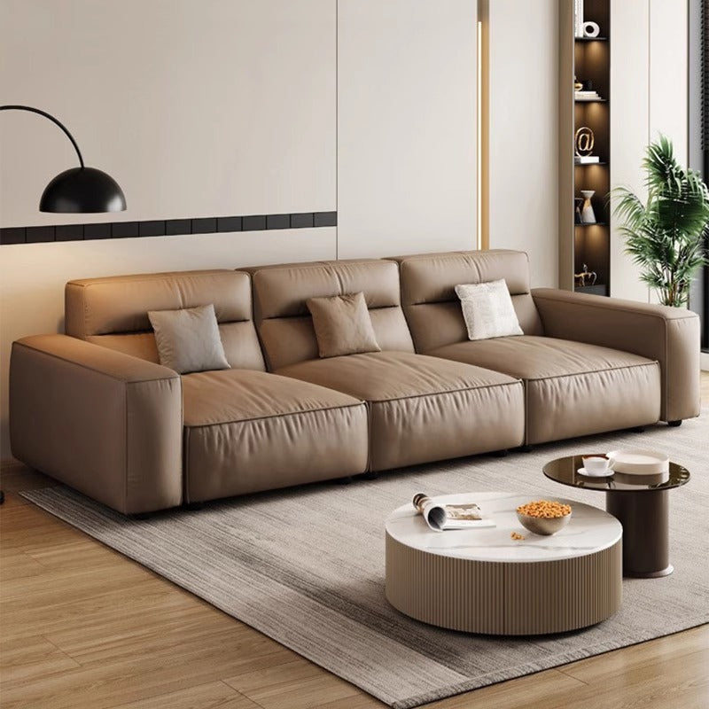 8000 square meters factory genuine leather sofa small apartment modern casual living room straight row high back tofu block sofa