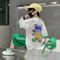 Boys' summer outfit set:  new summer collection for mid-to-large children - lightweight, cool, and trendy sportswear for boys