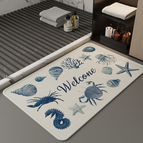 Bathroom absorbent floor mat, toilet door linen woven door mat, toilet toilet non-slip foot mat, bathroom carpet