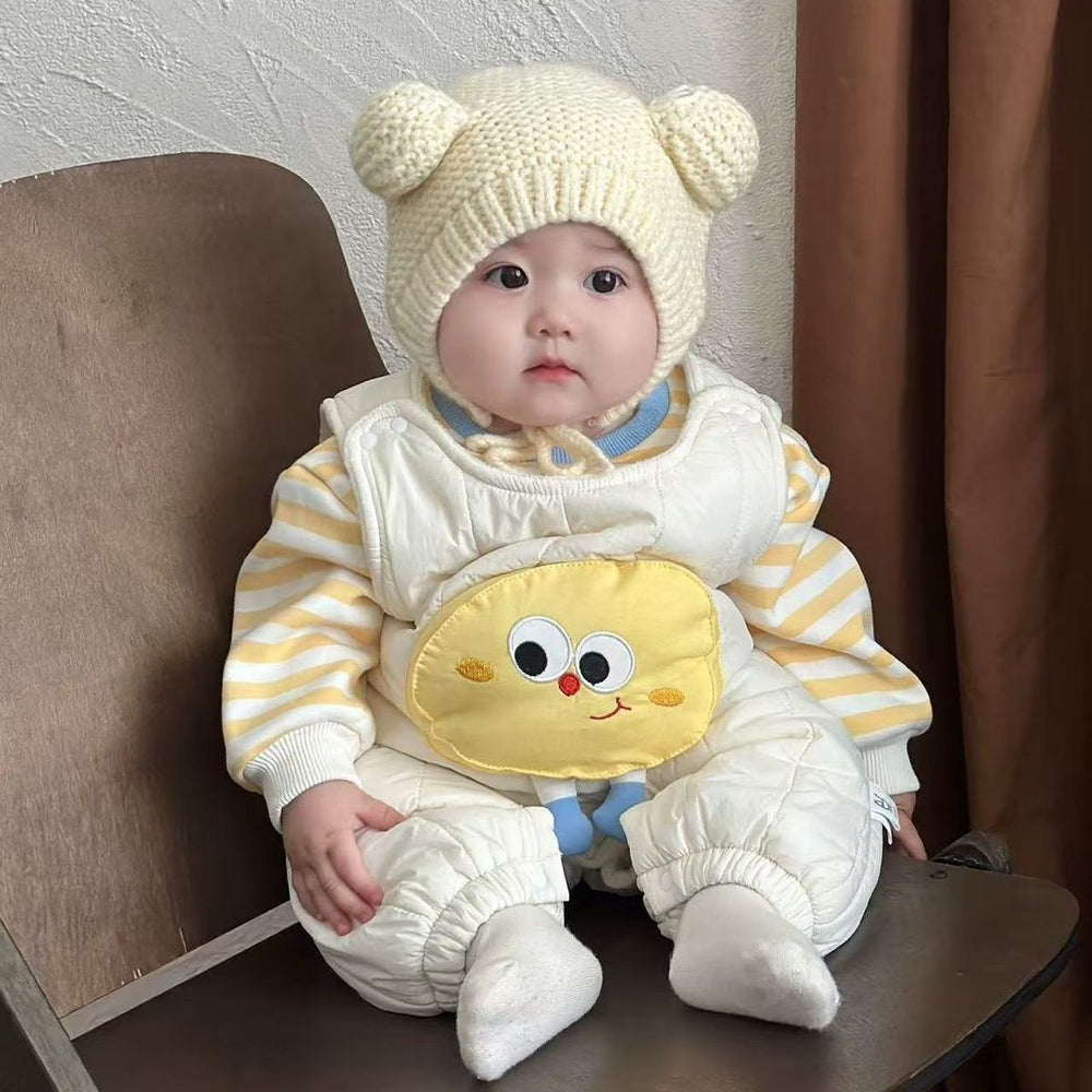 Baby clothes cute baby winter outfit super adorable overalls set autumn and winter new fleece-lined medium-thick bodysuit