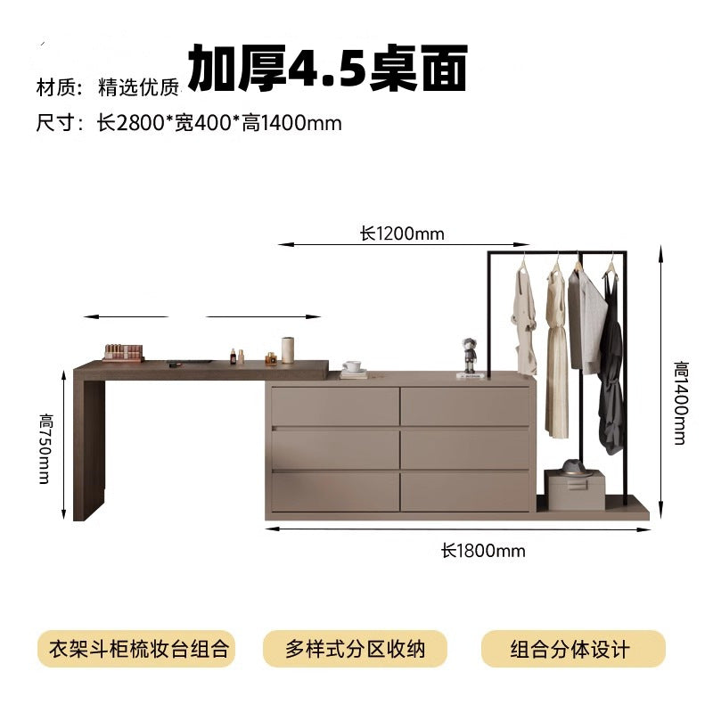 Simple modern chest of drawers dresser all-in-one solid wood small bedroom popular multifunctional corner dressing table storage cabinet
