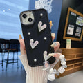 Suitable for apple 16pro metal photo frame pearl heart mobile phone case iphone7p/xr pure color protective cover
