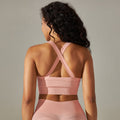 fashion seamless knitting cross back solid color sports intimates yoga tops running fitness bra women
