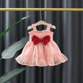 Baby girl red suspender dress summer children's summer one shoulder off shoulder dress girl summer princess dress