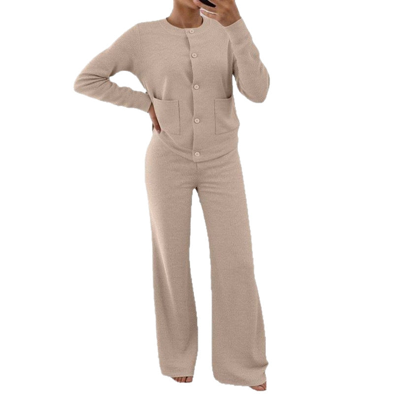 fashionfashionelegantknittingcardigansuitfemalefall and winternew arrivallazy stylecasualsweaterloose pants two