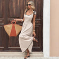 european and american cross-border new arrival: elegant solid color maxi dress