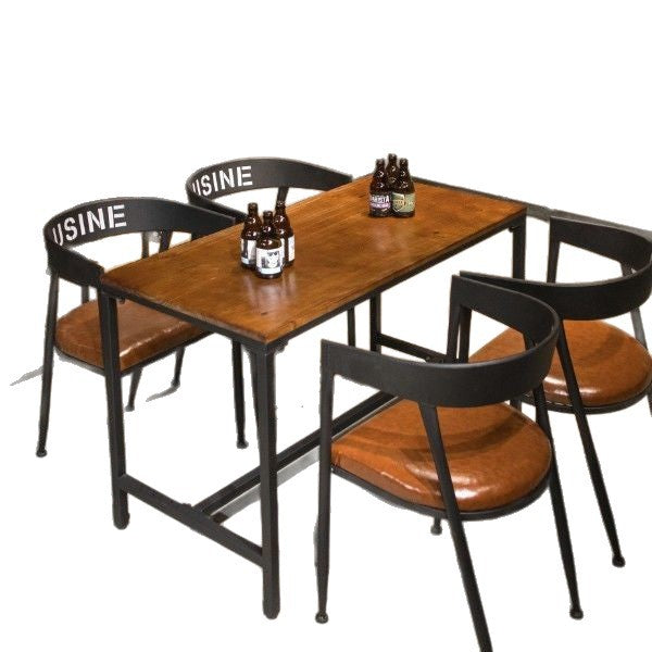 Milk tea shop table and chair combination, cafe/bar dining table and chairs, lounge bar negotiation small round table, reception solid wood balcony dining table