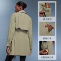 Autumnew arrivalelegant lapel windbreaker for women with belt lightweight waterproof high-looking slimming look medium longoutweard25127