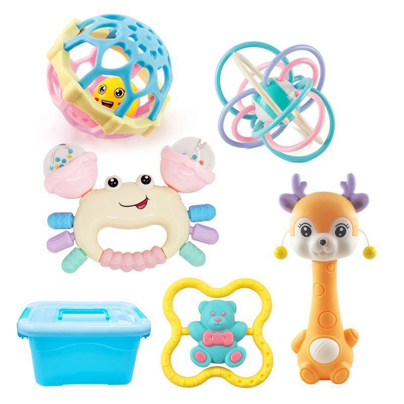 Cross-border  export sika deer toy rattle boiled toothpaste baby Manhattan ball soft glue hand grab ball