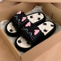 Trendy cute & cool little black cat slippers - women's summer outdoor wear, unique soft sole, non-slip indoor bedroom flip-flops