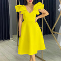 D510  independent station  summer new ruffles high waist a-line skirt banquet party export dress