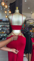European and american cross-border women's fashion:  summer new arrivals - sexy and elegant ring-embellished, slim-fit, backless cami dress