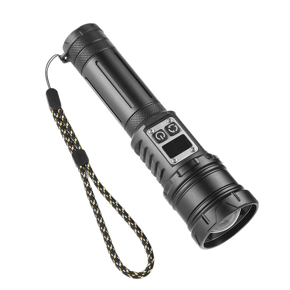 Cross-border new telescopic zoom white laser + COB strong light flashlight, outdoor long-range strong magnetic LED flashlight