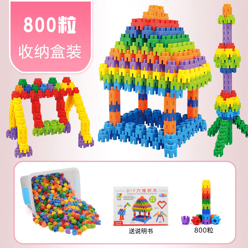 Toy boy building blocks 3-6 educational assemble hexagonal building blocks particles 6 to 12 years old assemble puzzle puzzle building toys