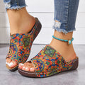 plus size patterned wedge sandals women's shoes summernew arrivalexport one-piece strap fish mouth slippers in stock wholesale
