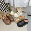 Summer new thick soleplatform shoes non-slip cut out breathable half slippers women's sandals pure color cut outoutwear toe shoes