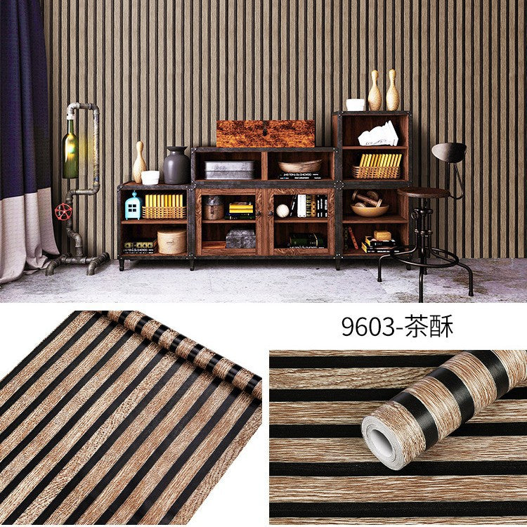 Cross-border exclusive wallpaper self-adhesive waterproof imitation wood grain pvc cabinet tables and chairs seamless furniture transformation sticker instant sticker