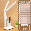 Double-headed desk lamp - 3-level dimming, eye protection, rechargeable, foldable - perfect for studying, reading, writing, and dorm use