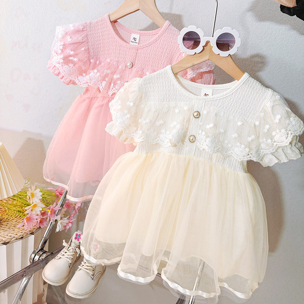 Girls' short-sleeve tulle dress - spring/summer collection: sweet and trendy summer dress for baby girls and toddlers