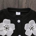 Girls' two-piece set: 3d floral long-sleeve cardigan + skirt outfit