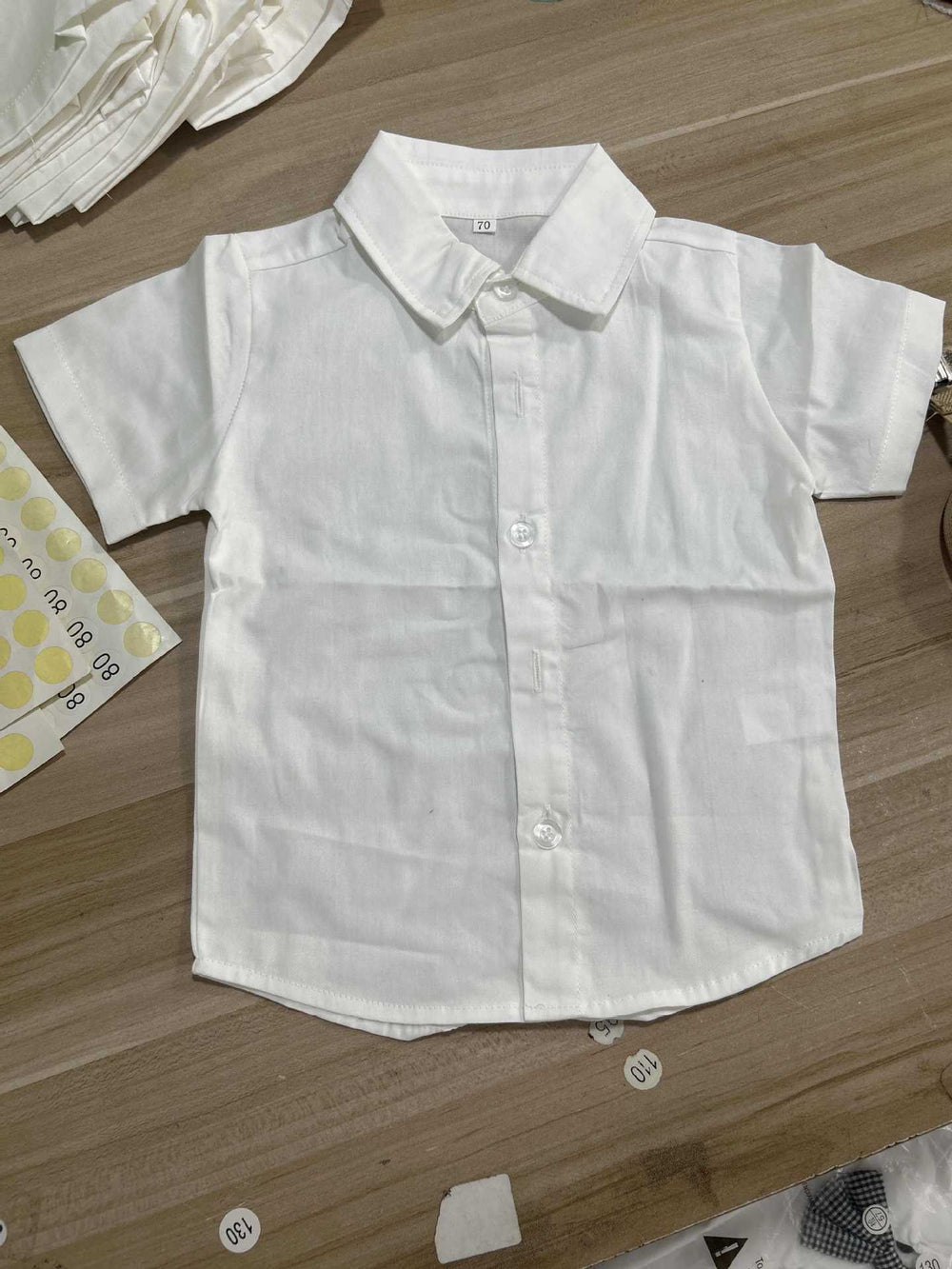 Boys' cotton shirt - korean style, new spring/summer trendy design with tie, baby white, stylish preppy school style boys' shirt