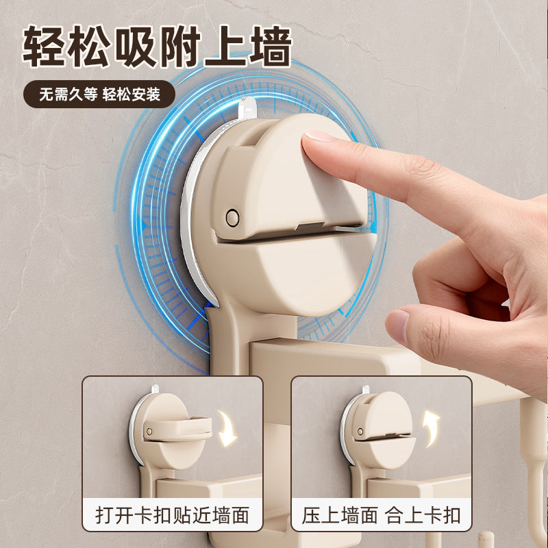 Suction cup kitchen hook punch-free hanging rod pot spoon shovel hanging rack multi-functional wall-mounted storage rack door rear storage