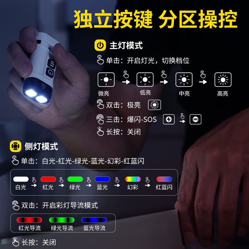 AA flashlight 14500 lithium battery universal, super bright mini strong light keychain light EDC portable emergency lighting