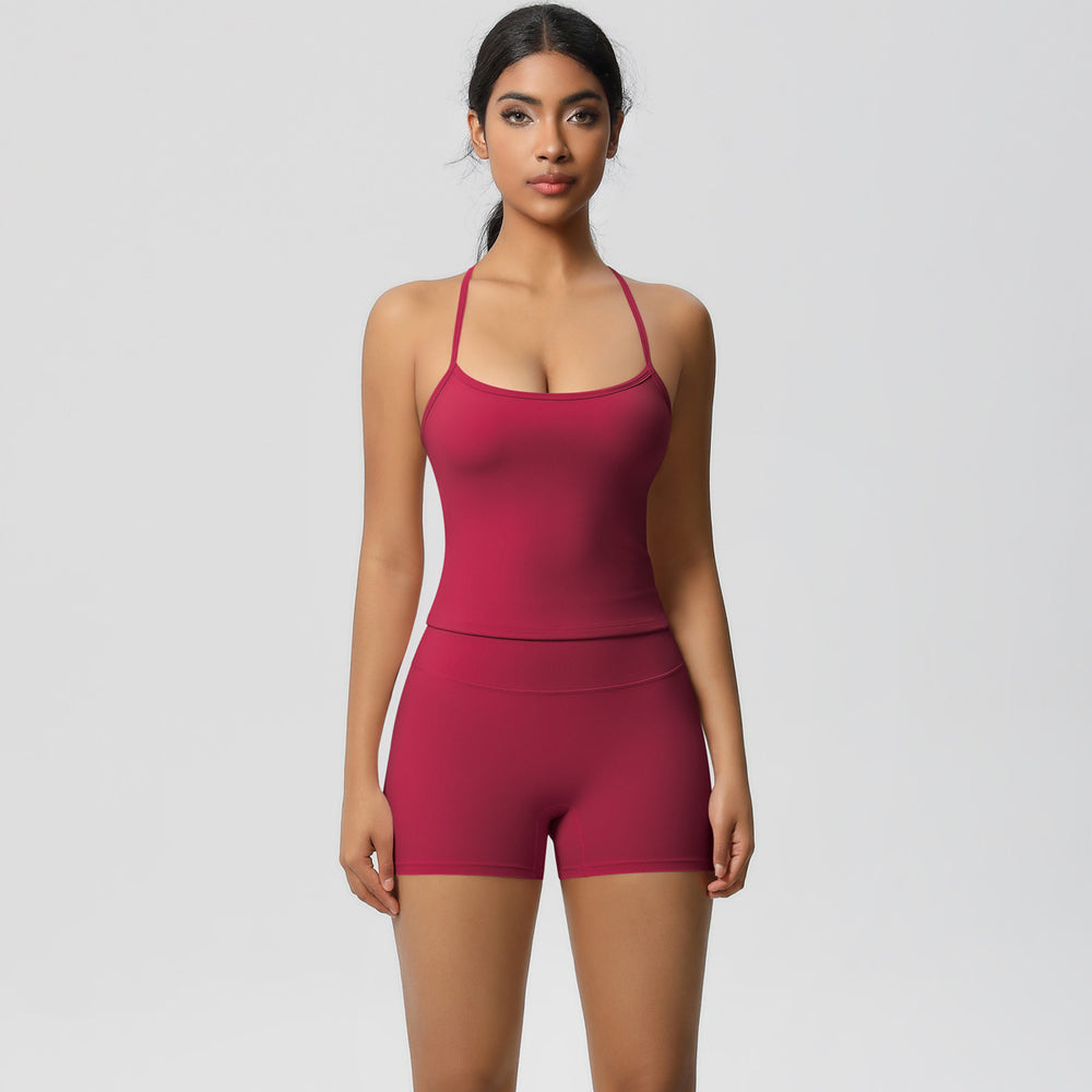 European and american nude feel brushed solid color yoga outfit set - quick-dry, breathable, 8-piece running & fitness activewear set for women