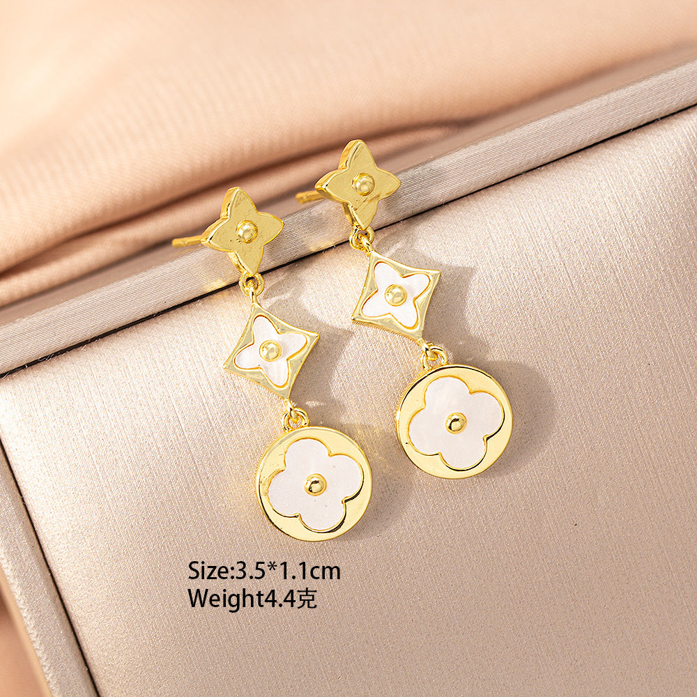 [set] cross-border light luxury four-leaf clover necklace women's earrings bracelet high-end niche fashion exquisite pendant jewelry