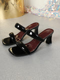Women's summer 2025 new arrival: elegant and comfortable ankle strap heeled sandals - square toe open toe slides
