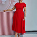 D484 women's foreign trade summer  new fashionable elegant short-sleeve irregular plus size african dress