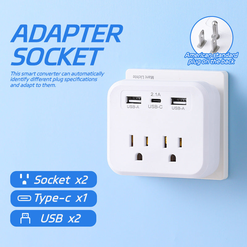 Us standard wireless power strip converter - taiwan china plug adapter - american/canadian power strip