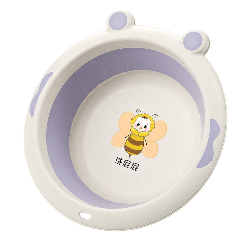 Foldable washbasin - kids & baby face basin - collapsible wall-mounted washbasin - cartoon design for face, butt, and foot washing
