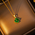 popular zircon-inlaid four-leaf clover necklace accessible luxury niche women's fashion non-fading clavicle chain earrings jewelry set