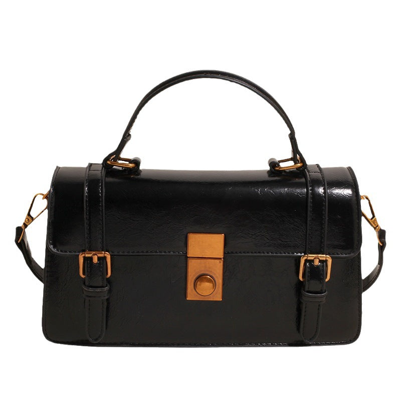 Cross-border retro handbag women's premium shoulder bag 2025 new contrasting color small square bag versatile simple messenger bag