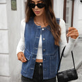 Fashion cross-border export foreign style women's fashionableworkwearsense of design denim vest vest vest waistcoatoutwear women