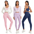 Spring/summer ballet-inspired activewear set: women's sexy, breathable, criss-cross back, slim-fit yoga top and bottoms