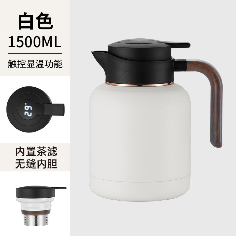 304 smart temperature display thermos stainless steel tea pot office tea pot with filter large capacity thermos flask