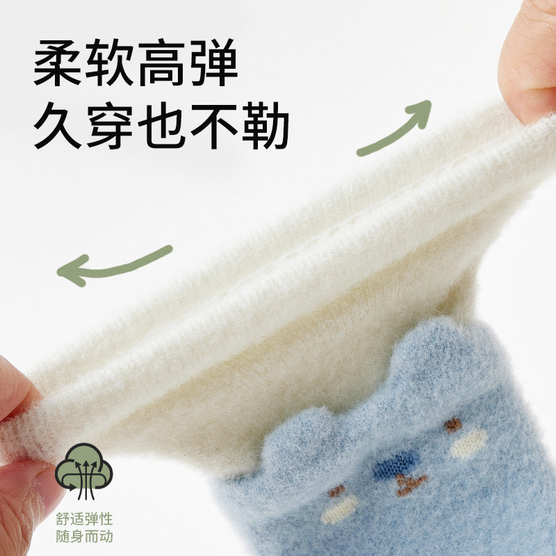 Babylon three-pair baby socks category a dot glue non-slip floor socks cartoon boneless loose mouth infant socks