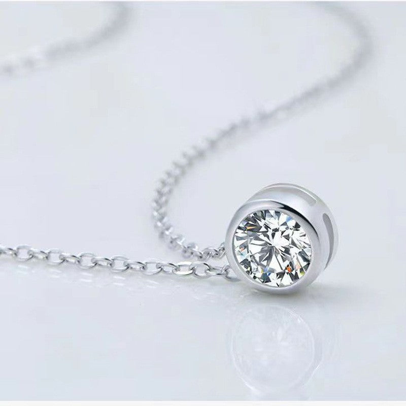 S925 silver clavicle chain pure pendant with chain european and american live broadcast hot-selling moissanite necklace accessible luxury high-end