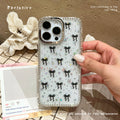 Suitable for iphone17air flash diamond mobile phone case black bow apple 16pro trendy diamond protective case 15