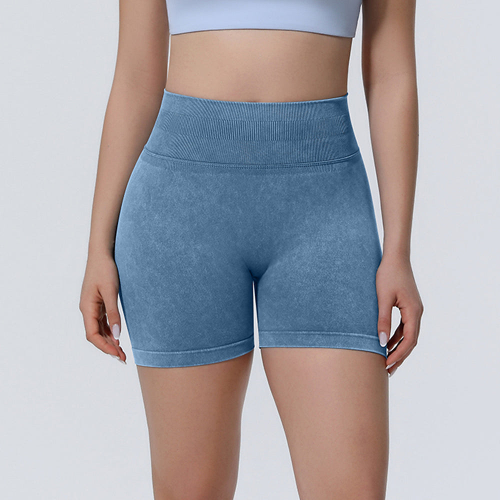 New seamless sand wash yoga shorts - high waist, butt-lifting, compression workout shorts for women - perfect for outdoor running, training, and fitness