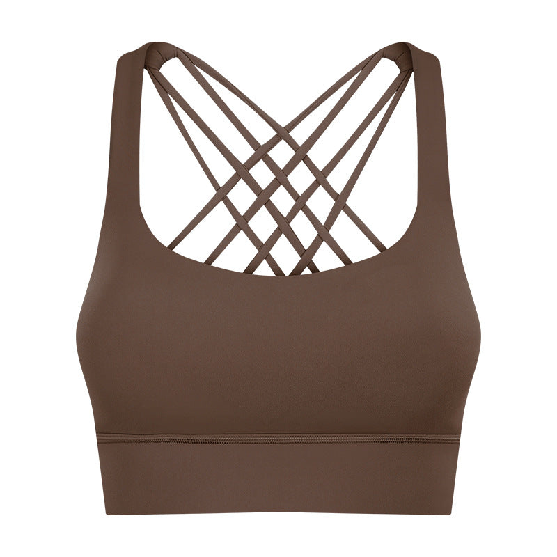 new arrival fitness sports intimates women's high-strength cross back bubble wrap push-up sports bra s2010