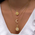 Wholesale diamond-studded necklaces: european & american cross-border jewelry, multi-layered geometric stackable necklaces, light luxury high-end pendant sun choker